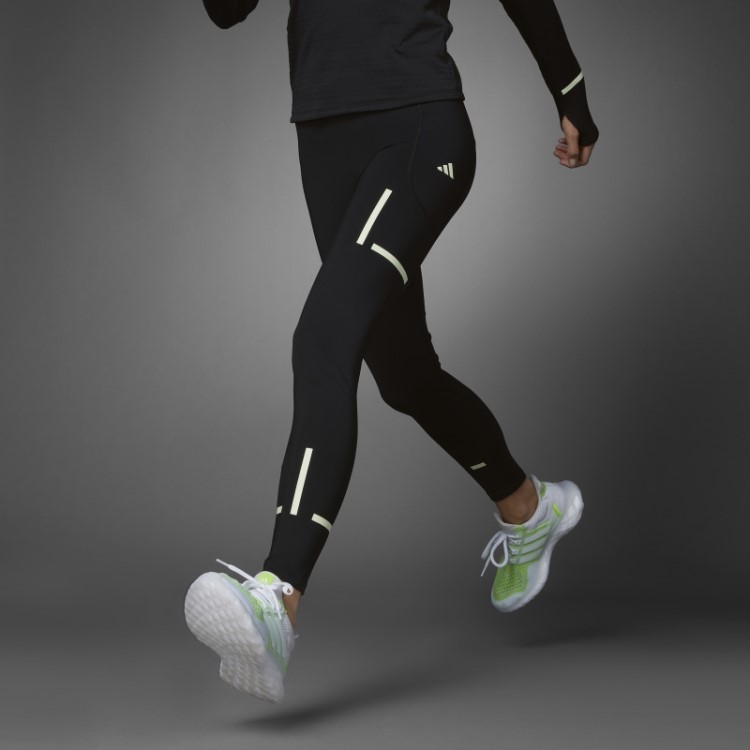 Leggings De Corrida De Corpo Inteiro Adidas Black Fast Impact Reflect At Night X-city