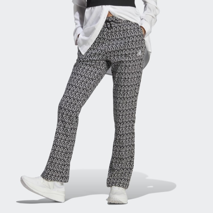 Calça Flare Toda Adidas Gráfica De Cintura Alta Preto Quente