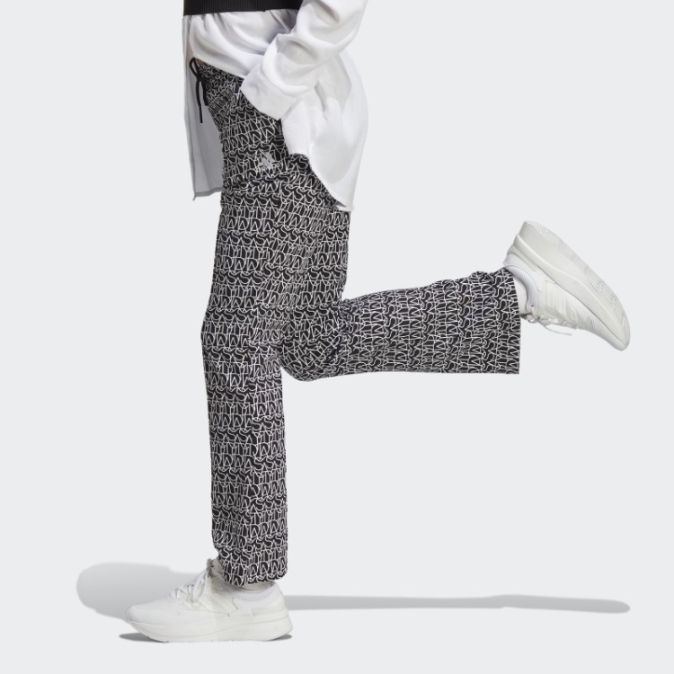 Calça Flare Toda Adidas Gráfica De Cintura Alta Preto Quente