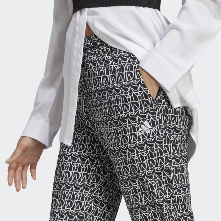 Calça Flare Toda Adidas Gráfica De Cintura Alta Preto Quente