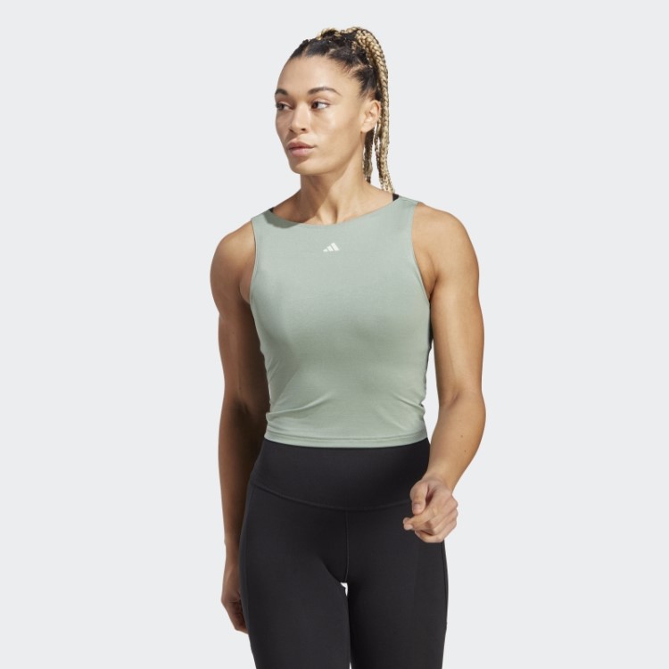 Regata Adidas Verde Prateada Yoga Studio Crop