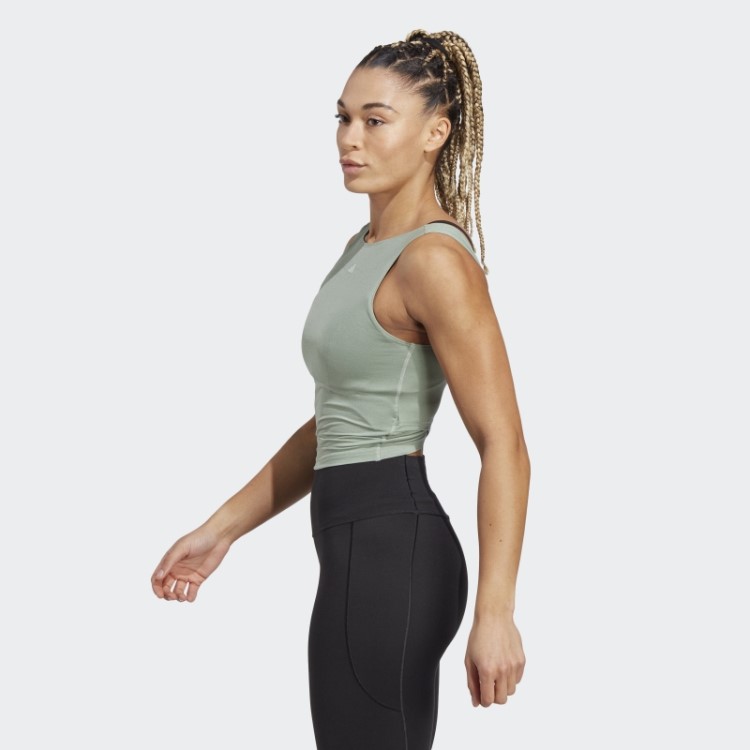 Regata Adidas Verde Prateada Yoga Studio Crop