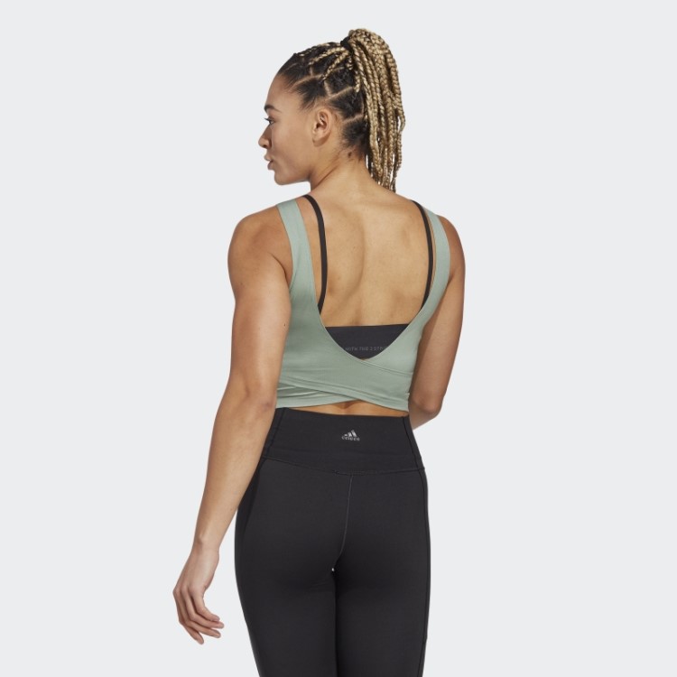 Regata Adidas Verde Prateada Yoga Studio Crop