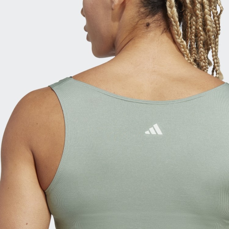 Regata Adidas Verde Prateada Yoga Studio Crop