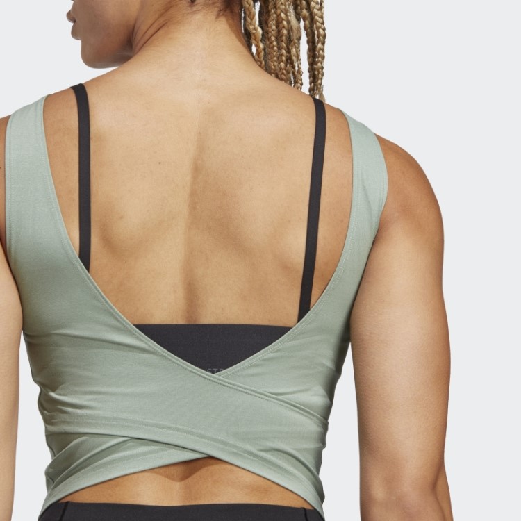 Regata Adidas Verde Prateada Yoga Studio Crop