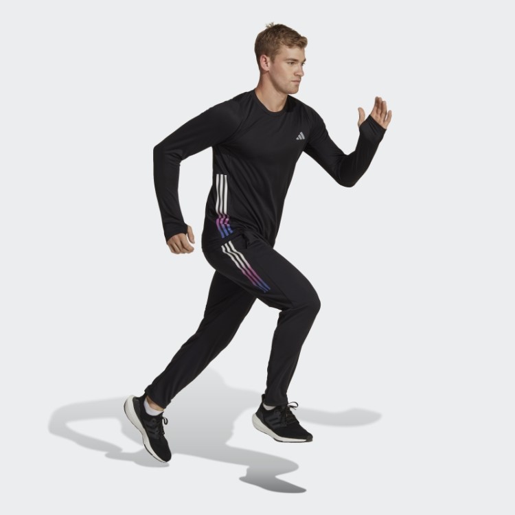 Calça Adidas Black Run Icons Com As Três Listras