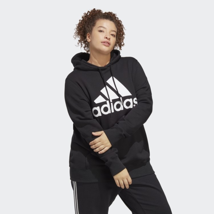 Moletom Com Capuz Regular French Terry Com Logo Grande Preto Essencial (tamanho Grande) Adidas