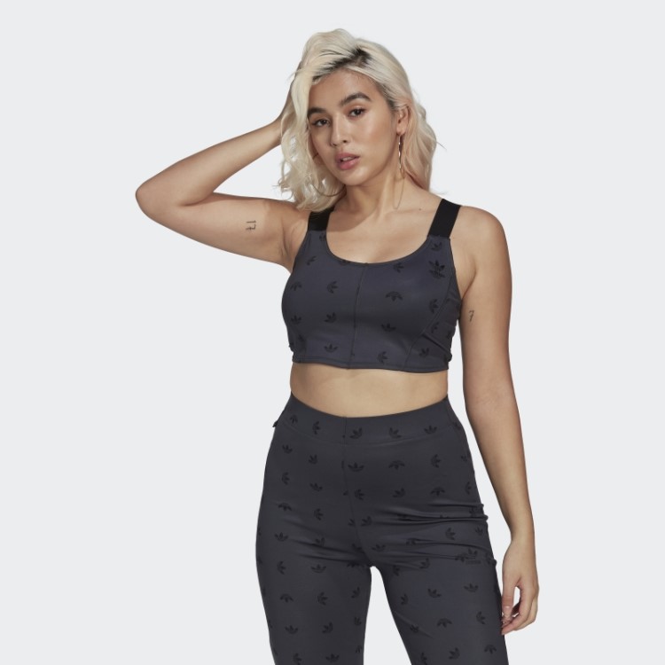Top Espartilho Com Estampa Allover Cinza Noturno Adidas