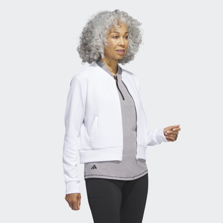 Jaqueta Bomber De Malha Adidas Branca Moda