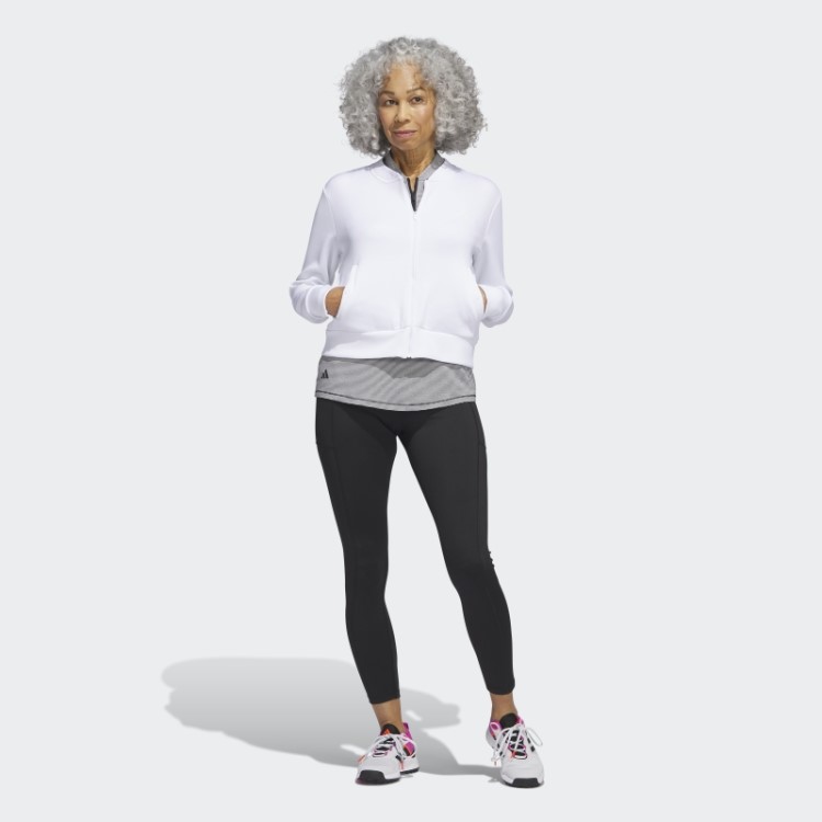 Jaqueta Bomber De Malha Adidas Branca Moda