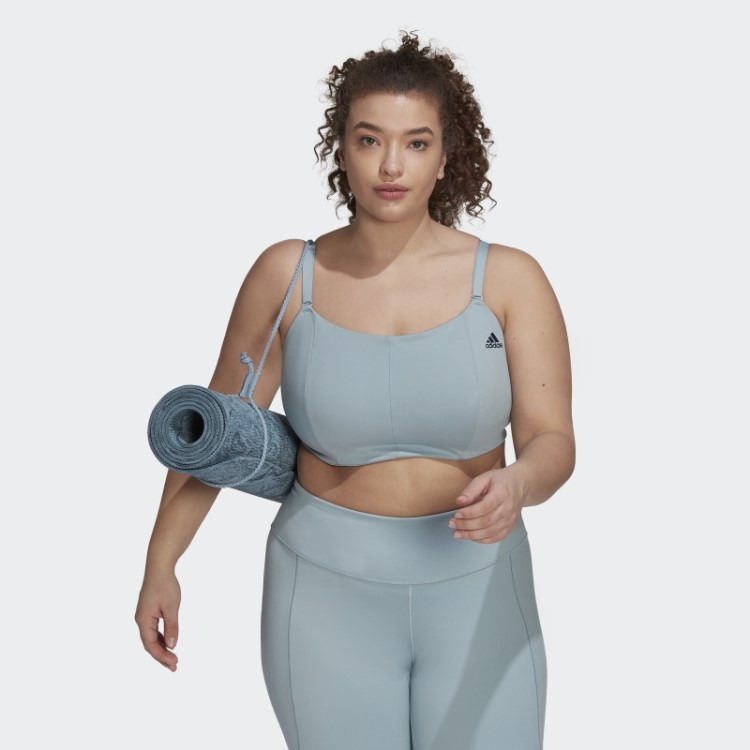 Sutiã De Suporte Leve Para Estúdio De Ioga (tamanho Grande) Cinza Adidas