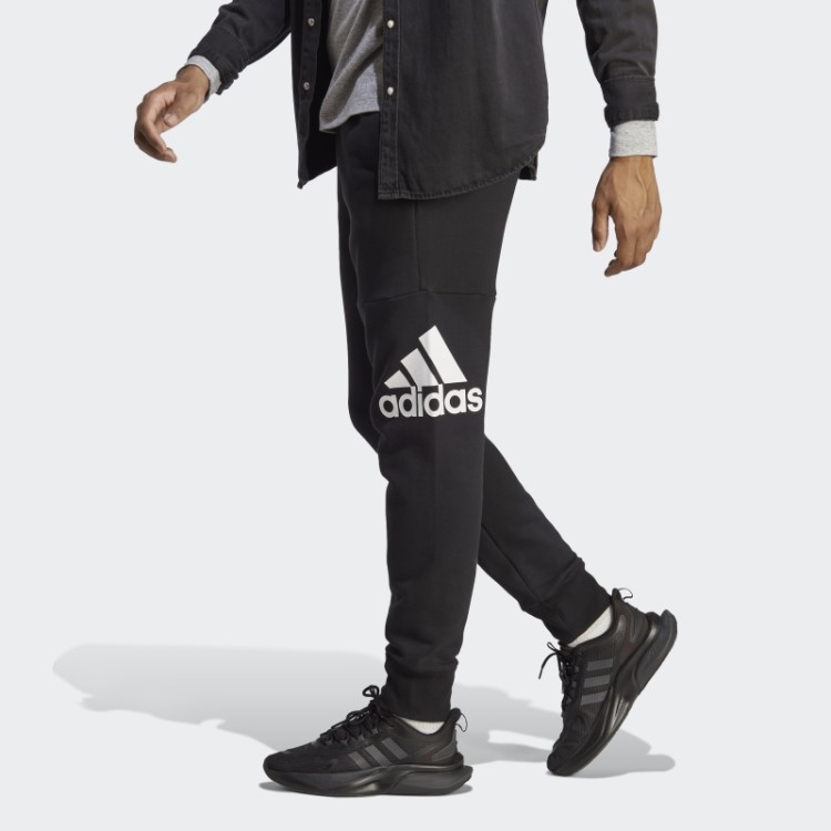 Calça Com Logo Afunilada French Terry Black Essentials Adidas