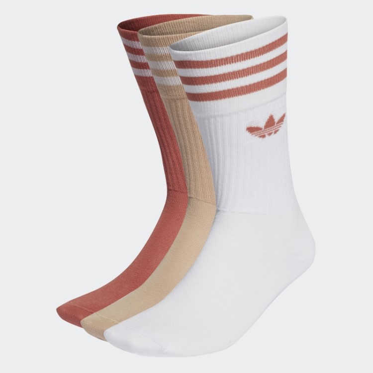 Meias Sólidas Adidas 3 Pares Bege