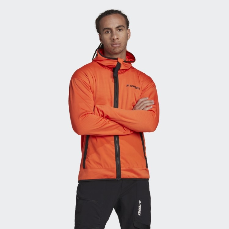 Jaqueta De Caminhada Adidas Terrex Tech Flooce Leve Com Capuz Laranja