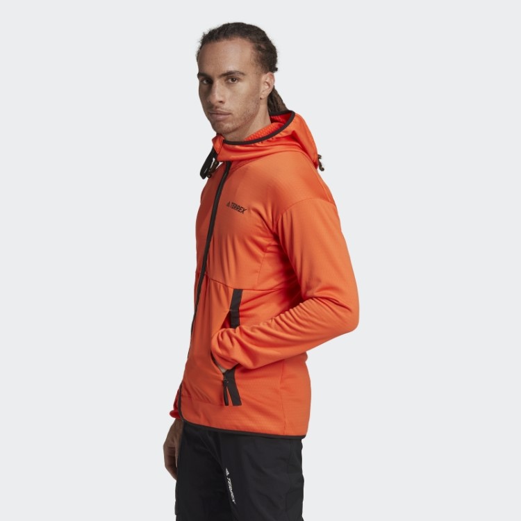 Jaqueta De Caminhada Adidas Terrex Tech Flooce Leve Com Capuz Laranja
