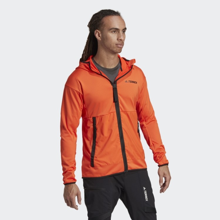 Jaqueta De Caminhada Adidas Terrex Tech Flooce Leve Com Capuz Laranja