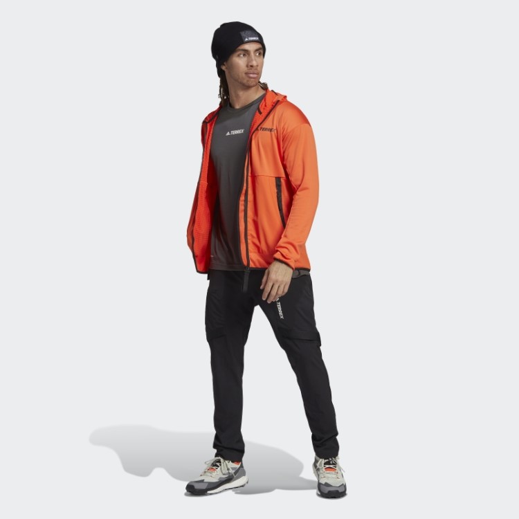Jaqueta De Caminhada Adidas Terrex Tech Flooce Leve Com Capuz Laranja