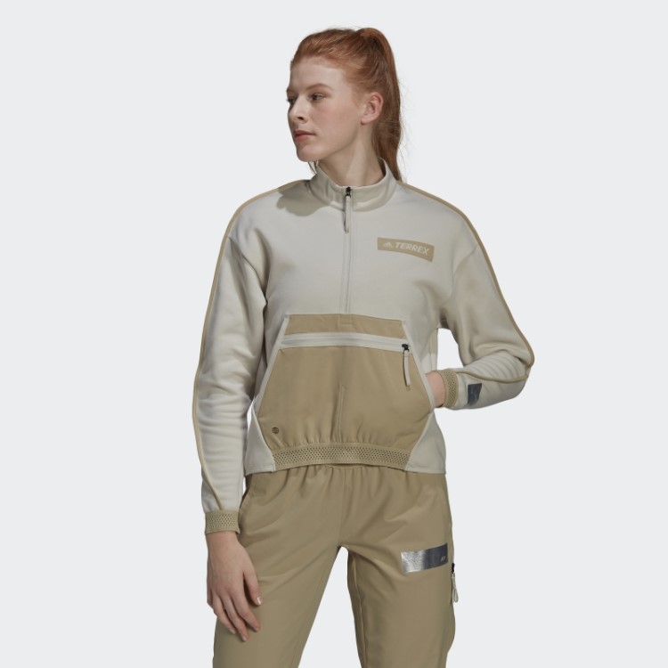 Moletom Com Camada Intermediária De Bolso Com Meio Zíper E Caminhada Terrex Adidas Aluminio