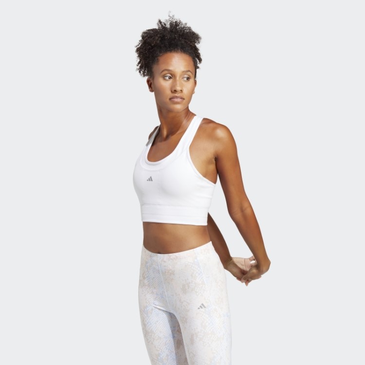 Sutiã De Bolso De Corrida De Suporte Médio Adidas Branco