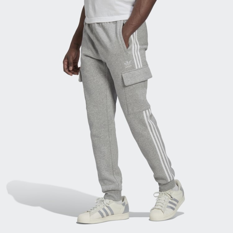 Calça Cargo Slim Cinza Médio Adidas Adicolor Com As Três Listras