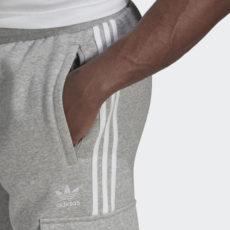 Calça Cargo Slim Cinza Médio Adidas Adicolor Com As Três Listras