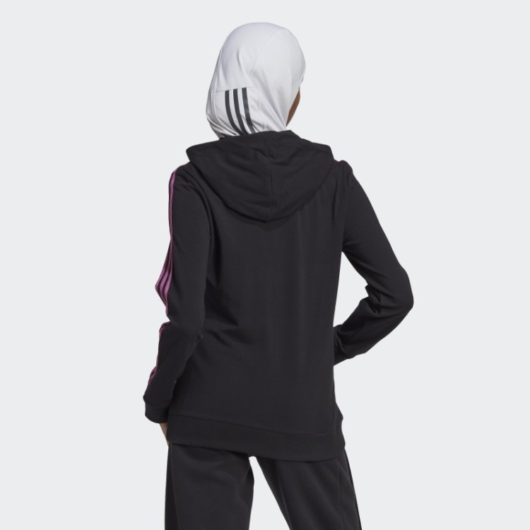 Moletom Preto Adidas Essentials Com As Três Listras E Zíper