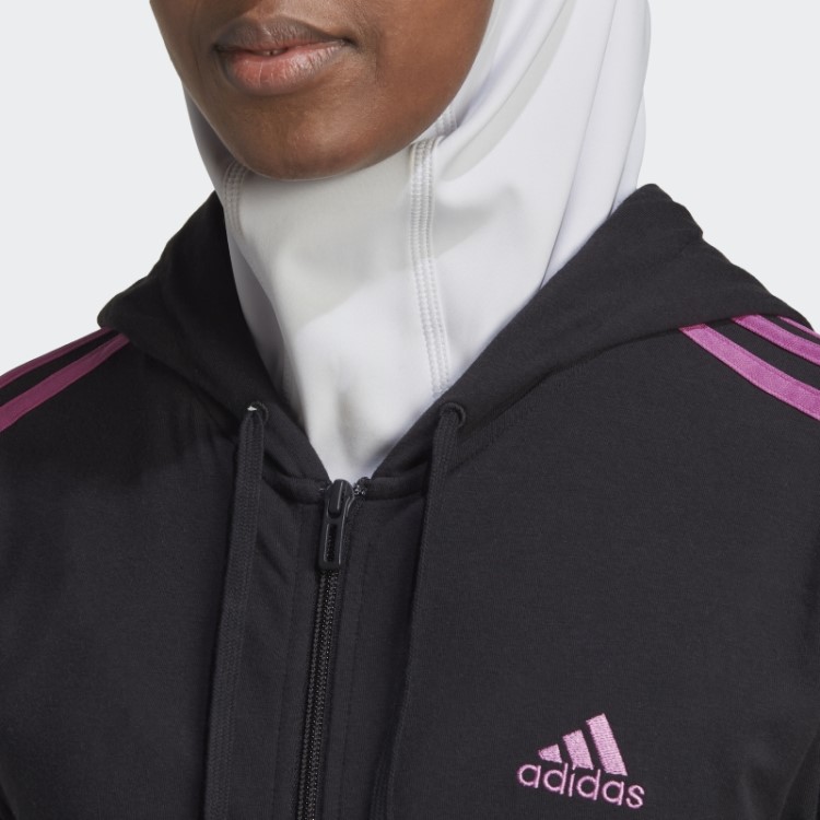 Moletom Preto Adidas Essentials Com As Três Listras E Zíper