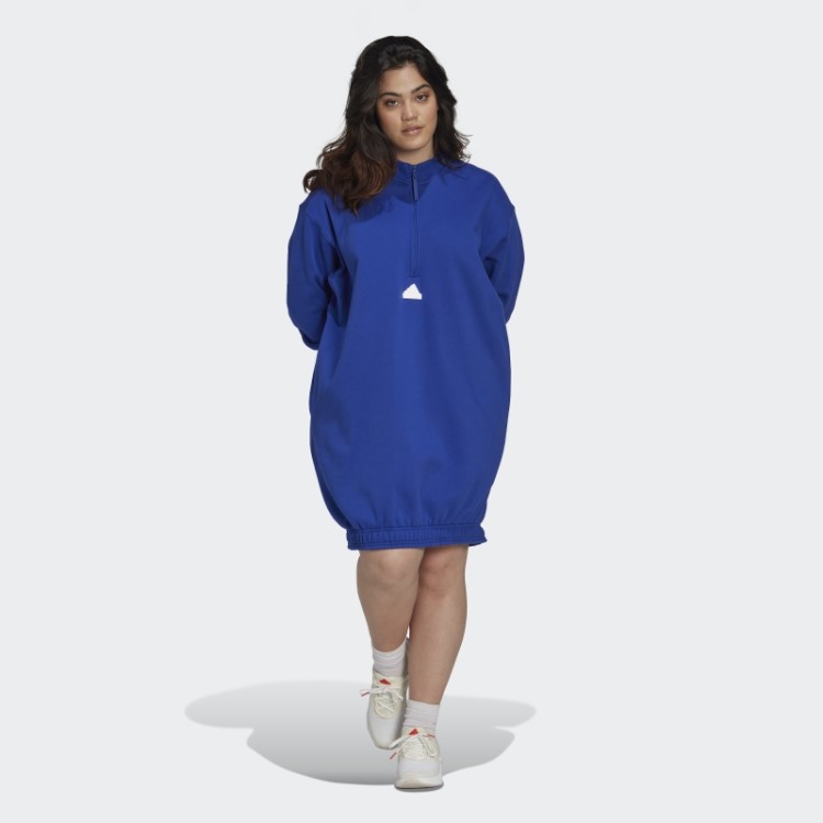 Vestido Suéter Adidas Com Meio Zíper (tamanho Grande) Azul