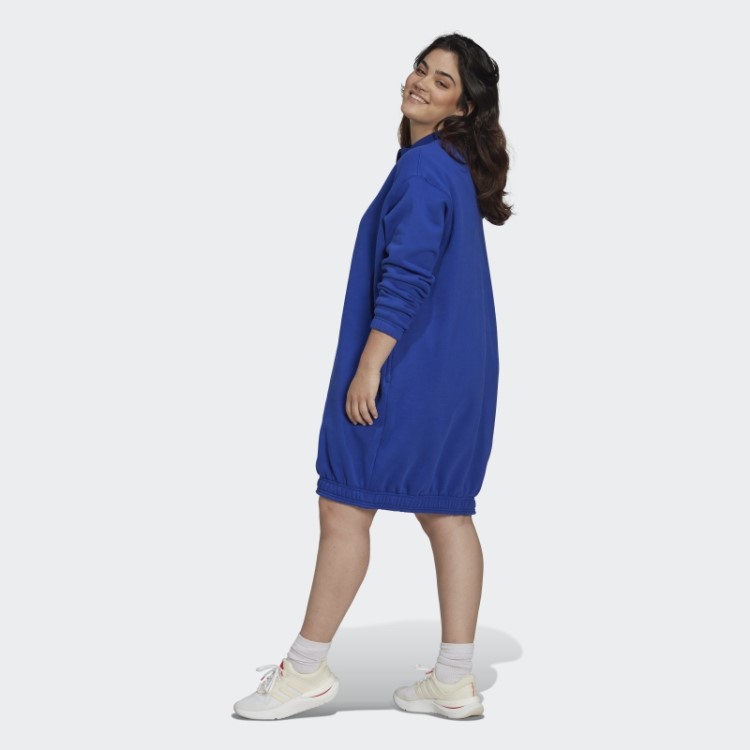 Vestido Suéter Adidas Com Meio Zíper (tamanho Grande) Azul