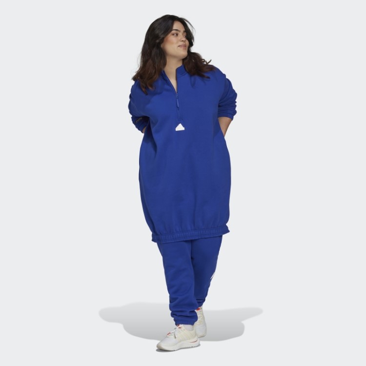 Vestido Suéter Adidas Com Meio Zíper (tamanho Grande) Azul