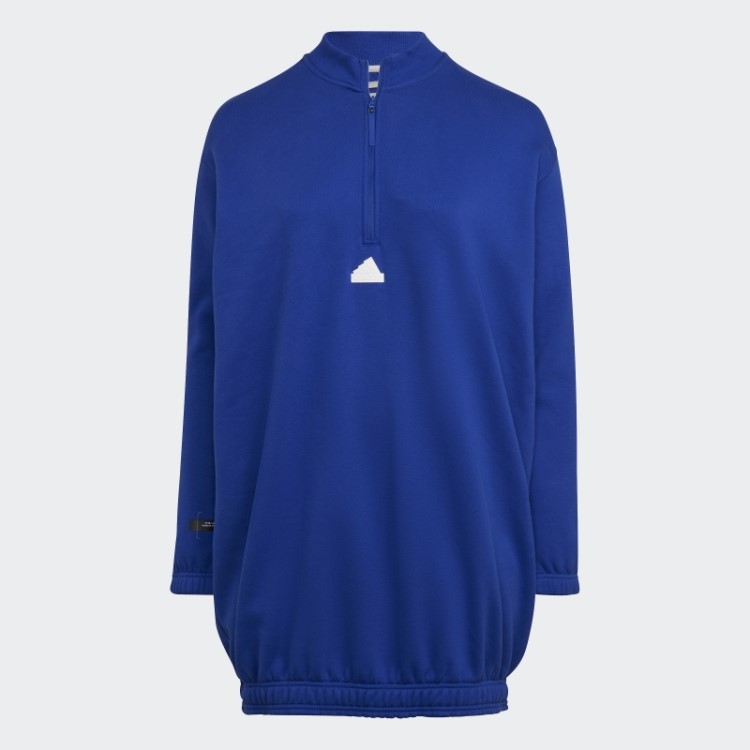 Vestido Suéter Adidas Com Meio Zíper (tamanho Grande) Azul
