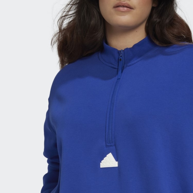Vestido Suéter Adidas Com Meio Zíper (tamanho Grande) Azul