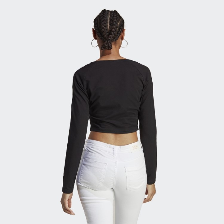 Camiseta Preta Manga Longa Adicolor Classics Crop Adidas