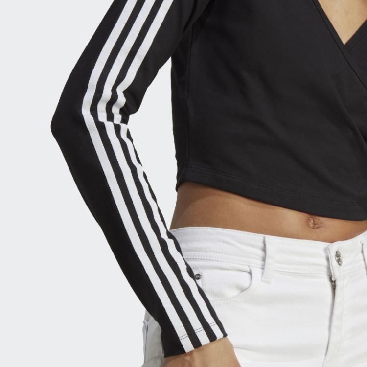 Camiseta Preta Manga Longa Adicolor Classics Crop Adidas