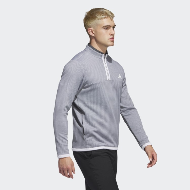 Pulôver De Golfe Branco Com Micropontos E Zíper 1/4 Adidas