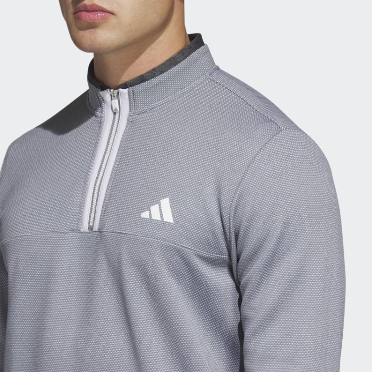 Pulôver De Golfe Branco Com Micropontos E Zíper 1/4 Adidas