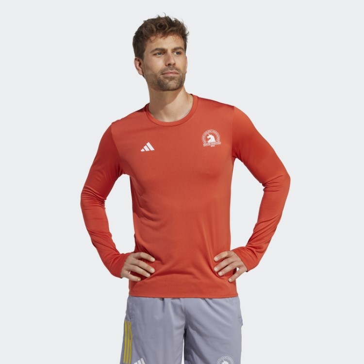 Camiseta De Corrida Manga Longa Red Boston Marathon 2023 Adidas