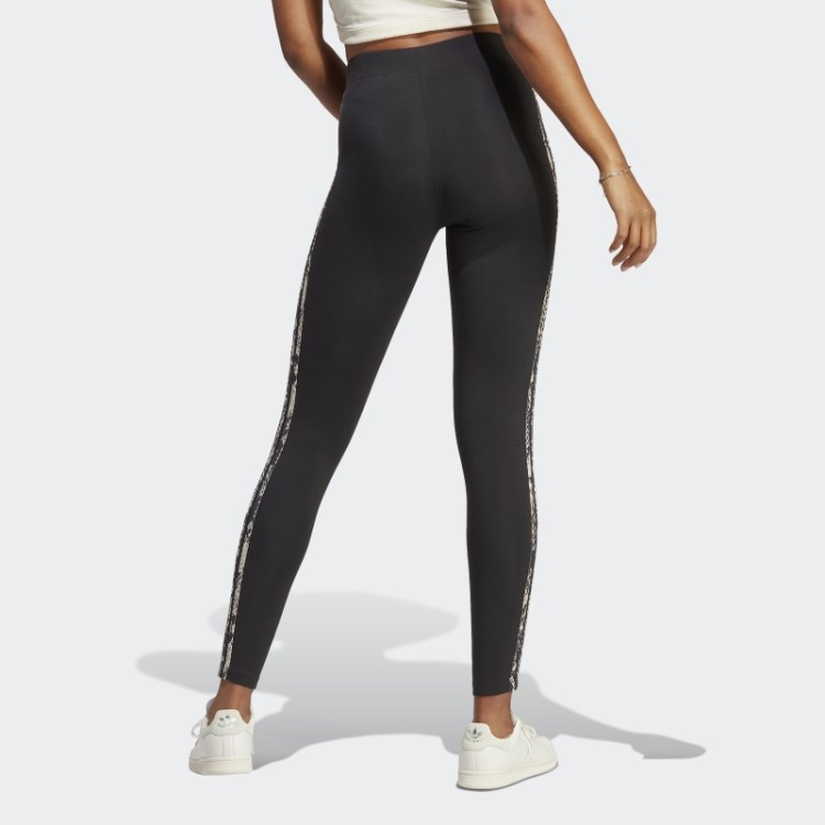 Legging Preta Com Estampa Das Três Listras Adidas