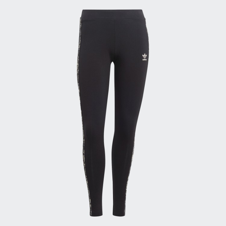 Legging Preta Com Estampa Das Três Listras Adidas