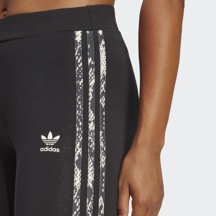 Legging Preta Com Estampa Das Três Listras Adidas