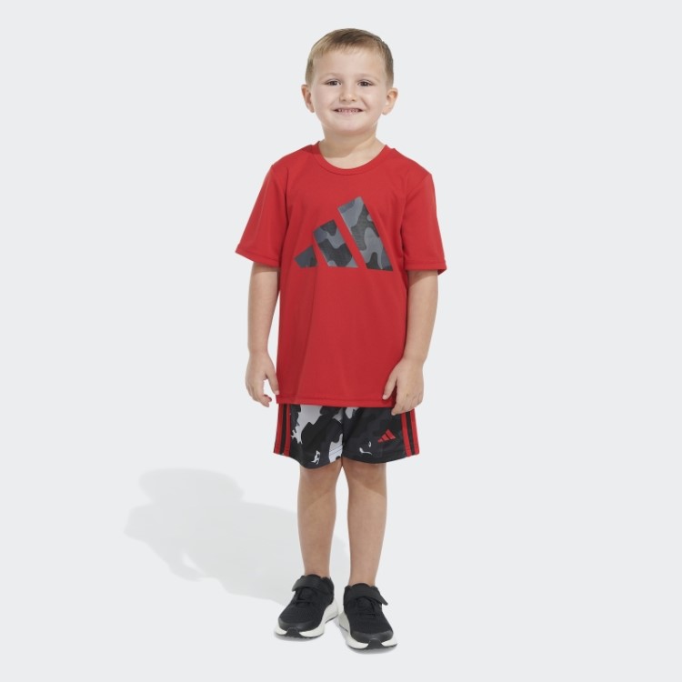 Camiseta Poli Camuflada Aop Short Escarlate Adidas
