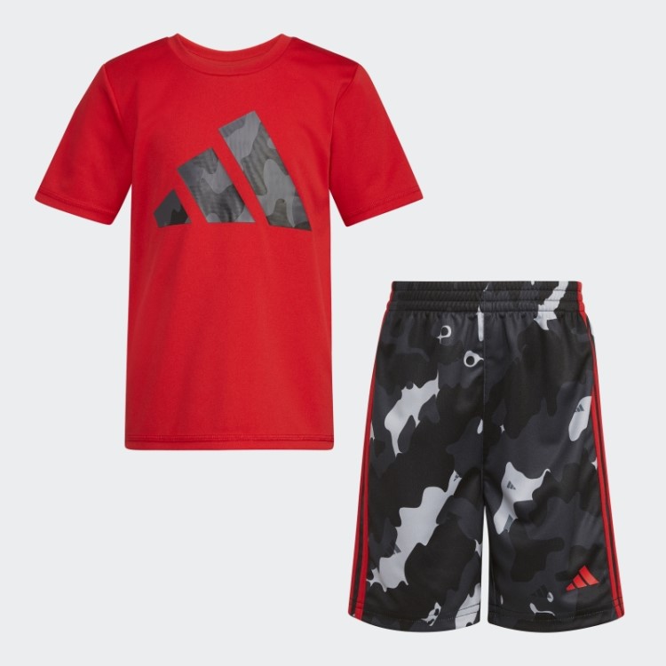 Camiseta Poli Camuflada Aop Short Escarlate Adidas