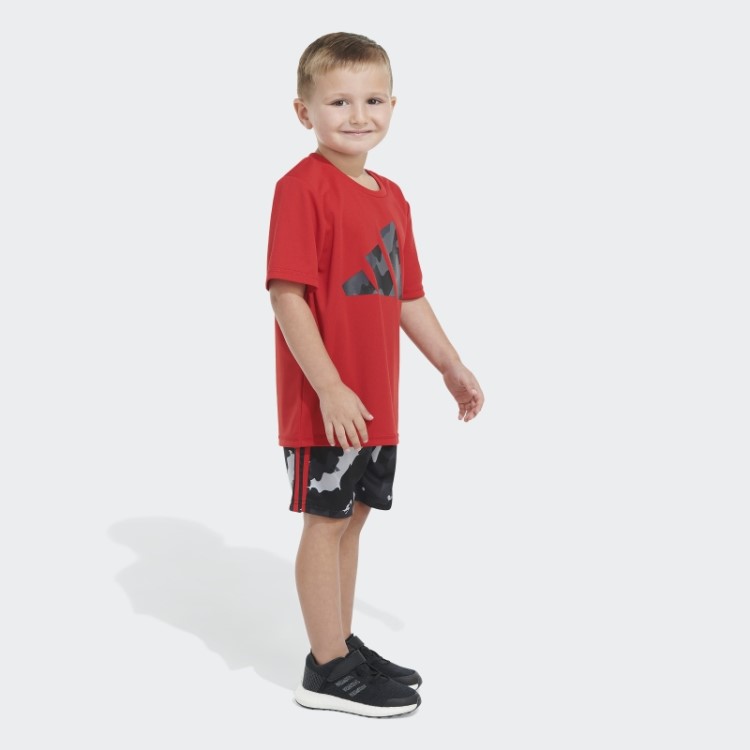 Camiseta Poli Camuflada Aop Short Escarlate Adidas