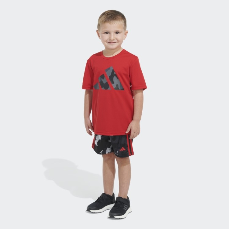Camiseta Poli Camuflada Aop Short Escarlate Adidas