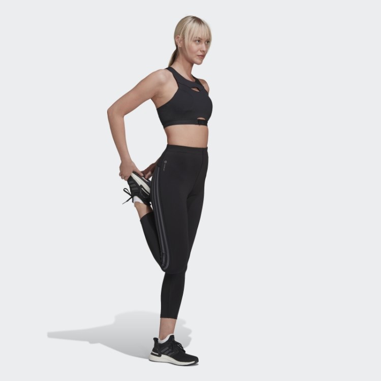 Legging De Corrida Adidas Black Run Icons 3 Listras 7/8
