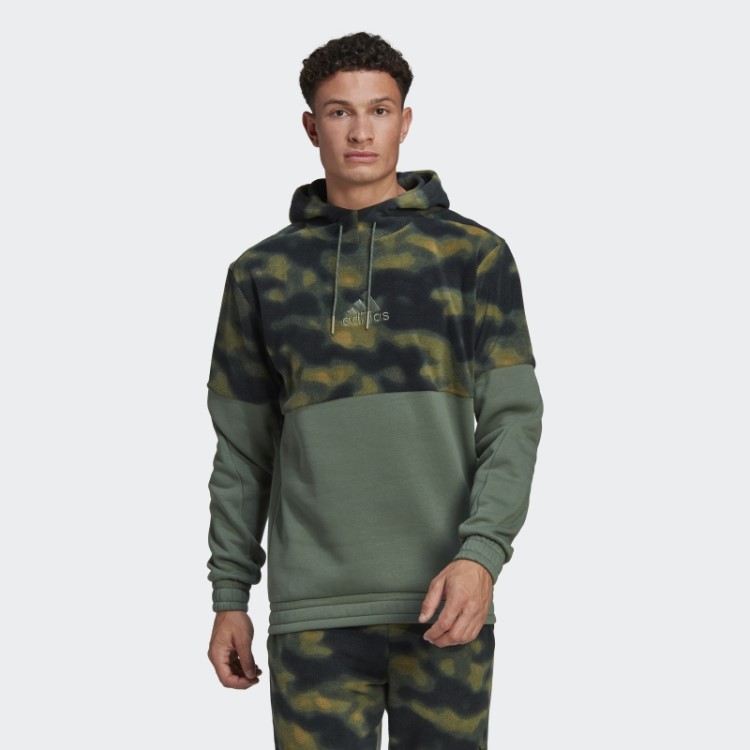 Moletom Com Capuz De Lã Polar Verde Adidas Orbit