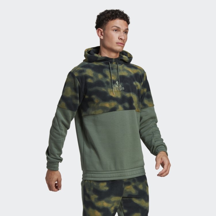 Moletom Com Capuz De Lã Polar Verde Adidas Orbit