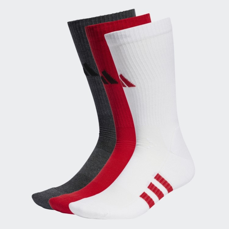 Meias Adidas Performance Amortecidas Tripulação 3 Pares Escarlate