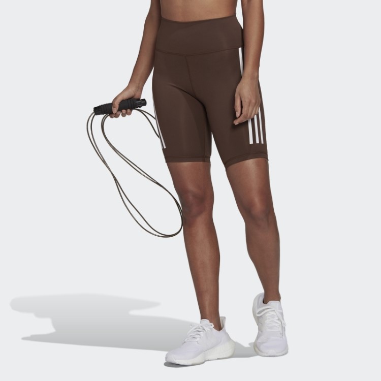 Adidas Optime Trainicons 3 Listras Leggings De Bicicleta Marrom