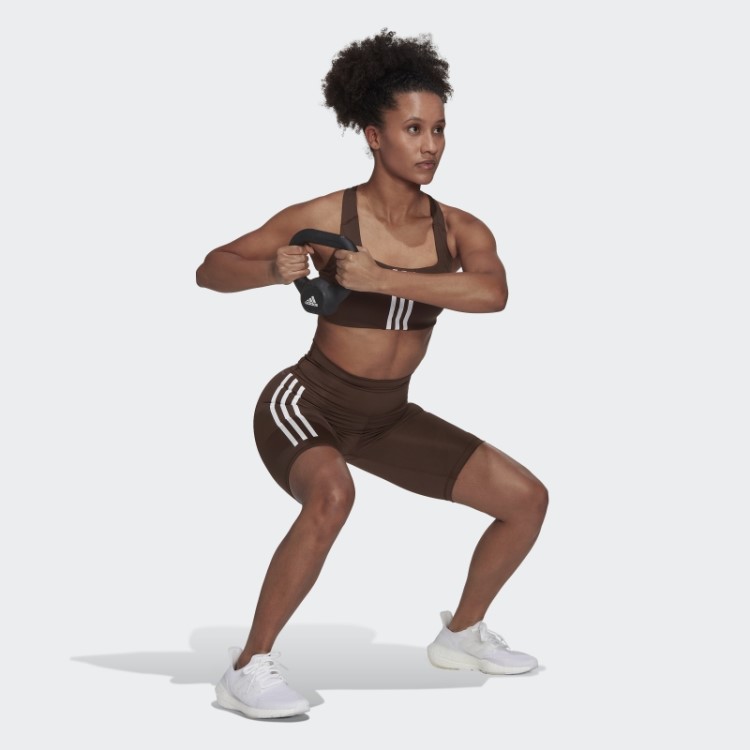 Adidas Optime Trainicons 3 Listras Leggings De Bicicleta Marrom